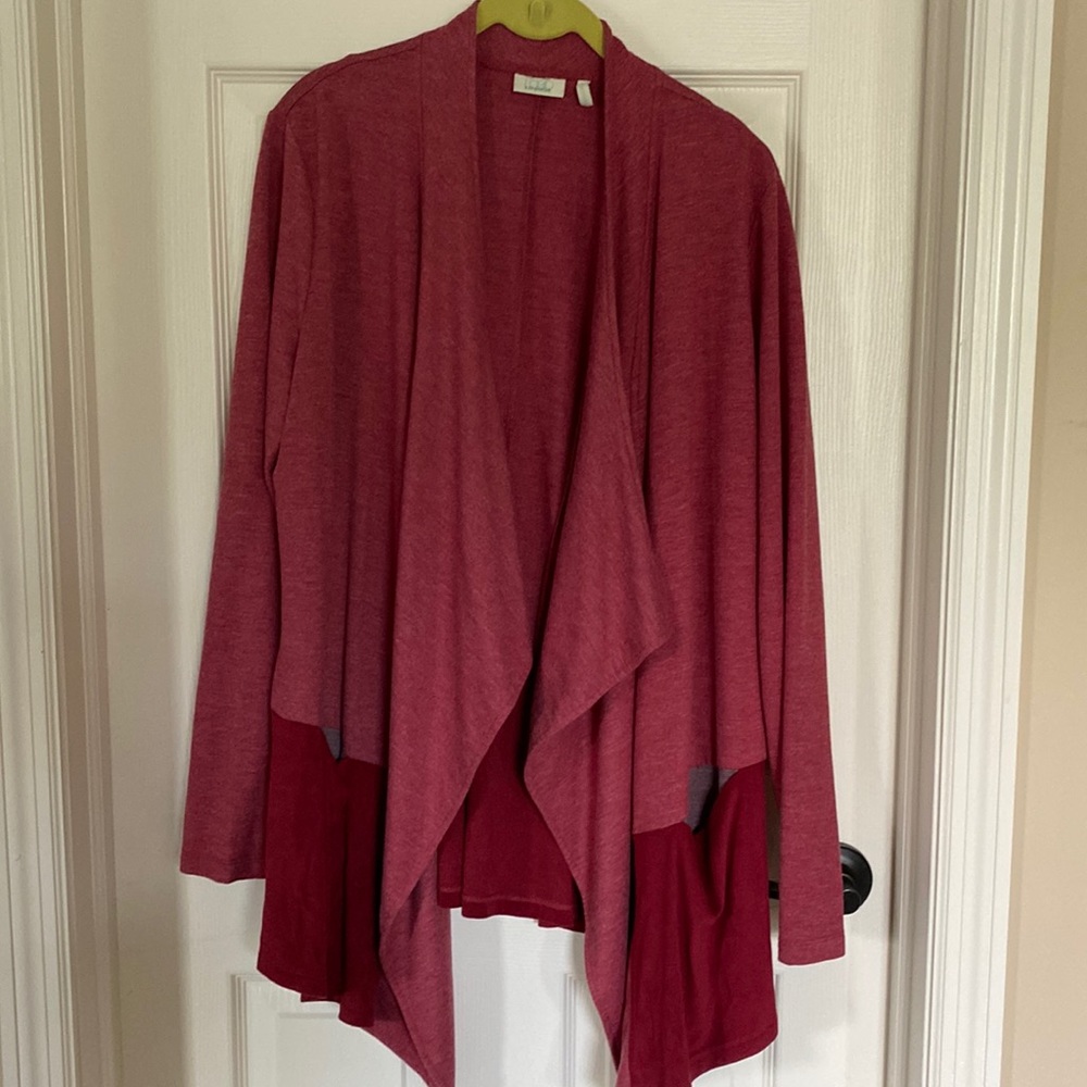 LOGO Lounge by Lori Goldstein French Terry Cardigan with Faux Suede Hem